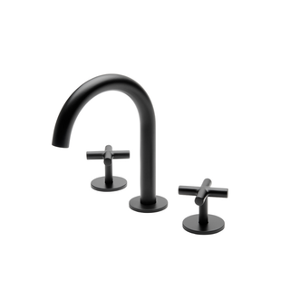 Waterworks Flyte Gooseneck Lavatory Faucet with Cross Handles with WW Studio Logo