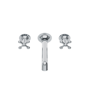 Waterworks Dash Three Hole Wall Mounted Lavatory Faucet with Metal Cross Handles