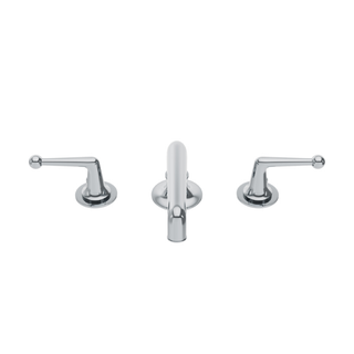 Waterworks Dash Low Profile Three Hole Deck Mounted Lavatory Faucet with Metal Lever Handles