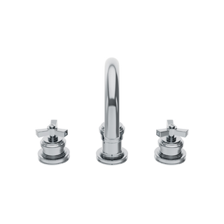 Waterworks Aero Gooseneck Three Hole Deck Mounted Lavatory Faucet with Metal Cross Handles
