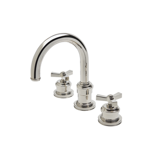 Waterworks Aero Gooseneck Three Hole Deck Mounted Lavatory Faucet with Metal Cross Handles