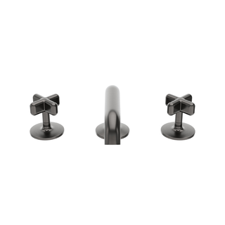 Waterworks .25 Low Profile Three Hole Deck Mounted Lavatory Faucet with Metal Cross Handles