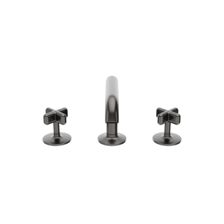 Waterworks .25 High Profile Three Hole Deck Mounted Lavatory Faucet with Metal Cross Handles