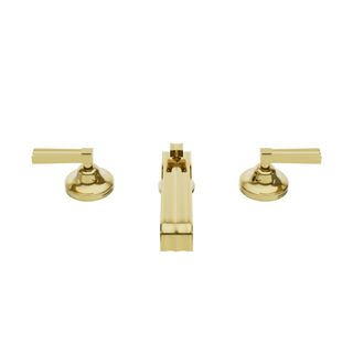 Waterworks Boulevard Low Profile Three Hole Deck Mounted Lavatory Faucet with Metal Lever Handles