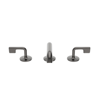 Waterworks .25 Low Profile Three Hole Deck Mounted Lavatory Faucet with Metal Lever Handles