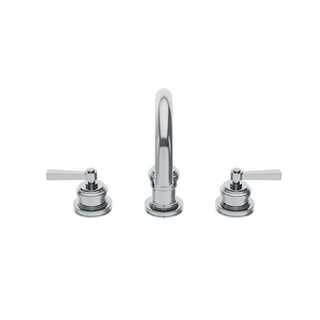 Waterworks Aero Gooseneck Three Hole Deck Mounted Lavatory Faucet with Metal Lever Handles