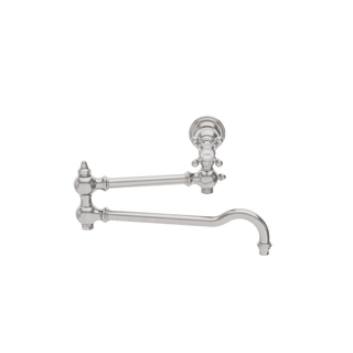 Waterworks Julia Wall Mounted Articulated Pot Filler, Metal Cross Handle