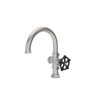 Waterworks Regulator One Hole Gooseneck Bar Faucet, Black Wheel Handle