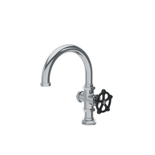 Waterworks Regulator One Hole Gooseneck Bar Faucet, Black Wheel Handle
