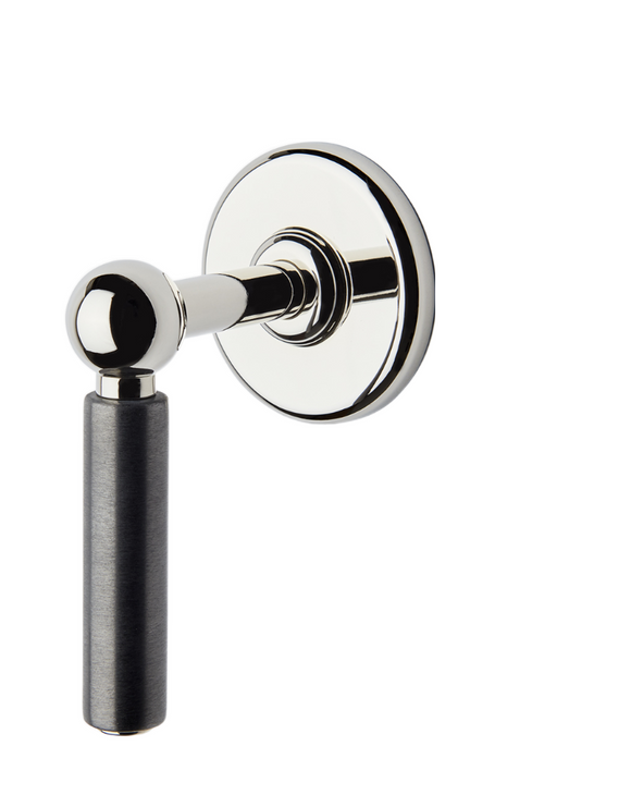 Waterworks Ludlow Shinola Edition Volume Control Valve Trim with Two-Tone Lever Handle in Nickel/Shinola Steel