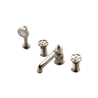 Waterworks R.W. Atlas Low Profile Concealed Tub Filler with 2.5gpm Handshower and Metal Wheel Handles