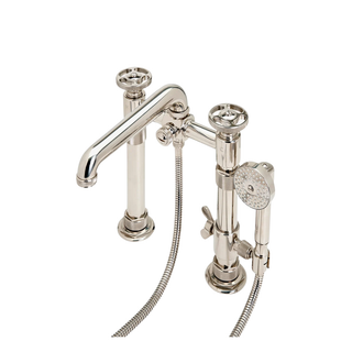 Waterworks R.W. Atlas Exposed Deck Mounted Tub Filler with 1.75gpm Handshower and Wheel Handles