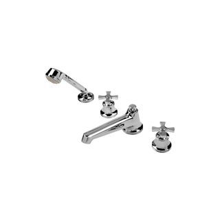 Waterworks Transit Deck Mounted Low Profile Concealed Tub Filler with 2.0gpm Metal Handshower and Metal Cross Handles