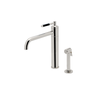 Waterworks Universal Modern One Hole High Profile Kitchen Faucet, Metal Lever Handle and Spray