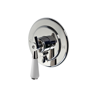 Waterworks Universal Round Pressure Balance with Diverter Trim with White Porcelain Lever Handle