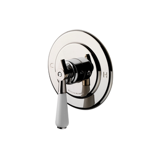 Waterworks Universal Round Pressure Balance Control Valve Trim with White Porcelain Lever Handle