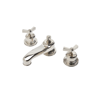 Waterworks Aero Low Profile Three Hole Deck Mounted Lavatory Faucet with Metal Cross Handles