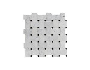 Waterworks Keystone 3cm x 5cm Basketweave Mosaic in Gray Carrara / Eclipse Polished