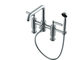 Waterworks Ludlow Deck Mounted Exposed Tub Filler with 2.0gpm Handshower and Metal Lever Handles in Chrome