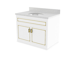 Waterworks Pullman Single Vanity with Brass Hardware 36" x 24" x 33 1/4" in Chalk