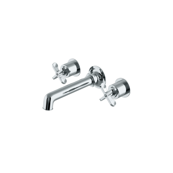 Waterworks Henry Wall Mounted Lavatory Faucet with Cross Handles in Chrome