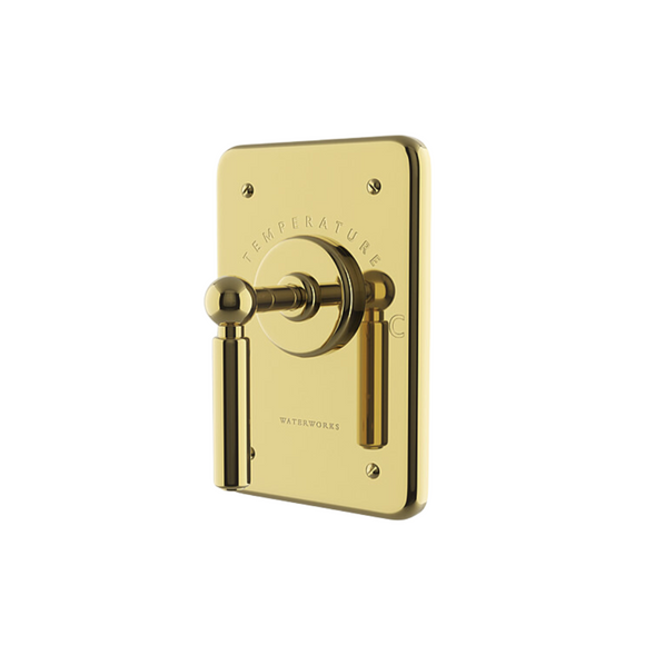 Waterworks Ludlow Thermostatic Control Valve Trim with Metal Lever Handle in Brass