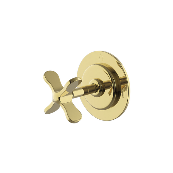 Waterworks Ludlow Two Way Diverter Valve Trim for Pressure Balance with Graphics and Cross Handle in Brass