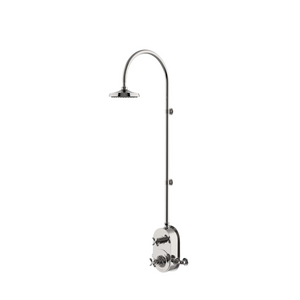 Waterworks Henry Exposed Thermostatic Shower System with 8" Shower Head and Metal Cross Handle in Nickel, 1.75gpm