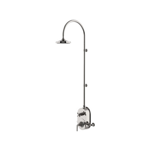 Waterworks Henry Exposed Thermostatic Shower System with 8" Shower Head and Metal Lever and Cross Handle in Nickel, 1.75gpm