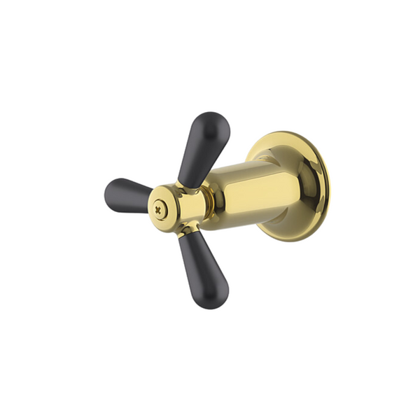 Waterworks Riverun Tri Spoke Volume Control Handle in Brass/ Matte Black