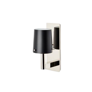 Waterworks Catia Wall Mounted Single Arm Sconce in Chrome with Black Glass Shade