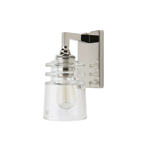 Waterworks Watt II Wall Mounted Single Arm Sconce with Glass Shade in Chrome