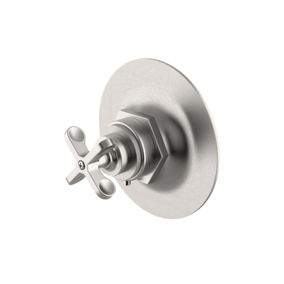 Waterworks Henry Thermostatic Control Valve Trim with Metal Cross Handle in Matte Nickel