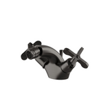 Waterworks Henry One Hole Bidet Fitting with Cross Handles in Dark Nickel