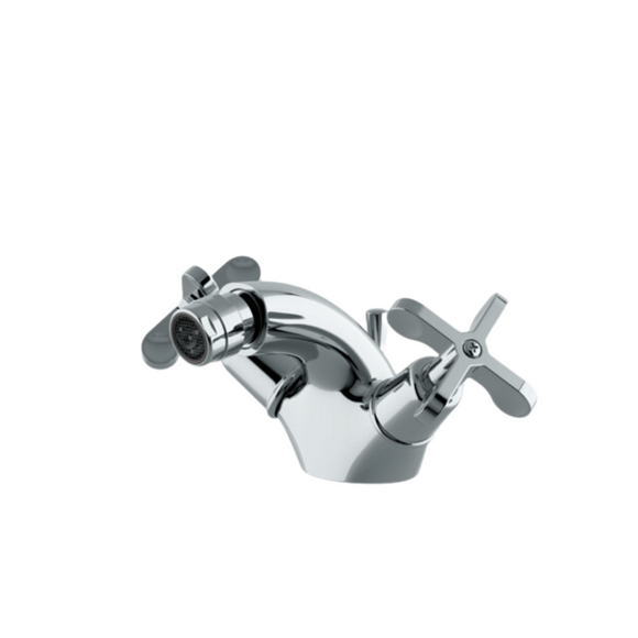 Waterworks Henry One Hole Bidet Fitting with Cross Handles in Chrome