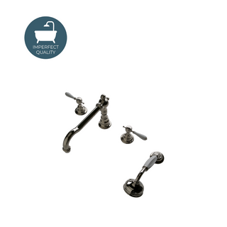 Waterworks Julia High Profile Concealed Tub Filler with 1.75gpm Metal Handshower and White Porcelain Lever Handles