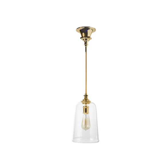 Waterworks Henry Ceiling Mounted Pendant with Glass Shade in Matte Brass