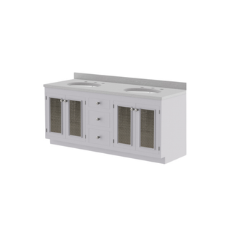 Waterworks Belden Double Vanity with Nickel Mesh 66" x 24" x 33 1/4" in Chalk