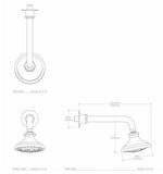 Waterworks Henry 5 1/8"  Shower Head, Arm and Flange with Adjustable Spray in Dark Nickel