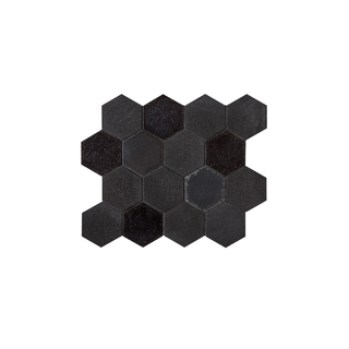 Waterworks Magma 3" Hexagon Mosaic Nightwatch Midnight Blend Matte