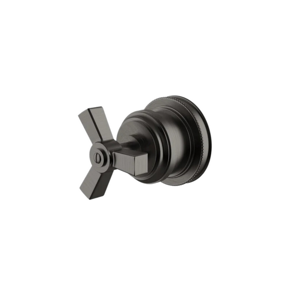 Waterworks Aero Volume Control Valve Trim with Metal Cross Handle in Dark Nickel