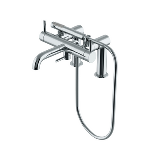 Waterworks Flyte Deck Mounted Exposed Tub Filler with Handshower and Metal Lever Handles in Chrome