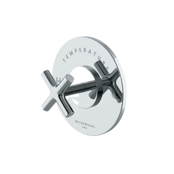 Waterworks Flyte Thermostatic Control Valve Trim with Metal Cross Handle in Chrome (Rough Valve Included)