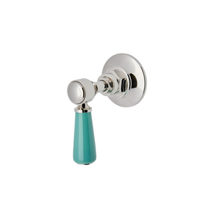 Waterworks Highgate ASH NYC Edition Volume Control Valve Trim with Porcelain Lever Handle in Chrome/Jade Green