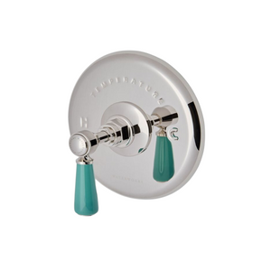 Waterworks Highgate ASH NYC Edition Thermostatic Control Valve Trim with Porcelain Lever Handle in Nickel/Jade