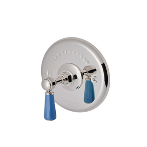 Waterworks Highgate ASH NYC Edition Thermostatic Control Valve Trim with Porcelain Lever Handle in Nickel/Azure