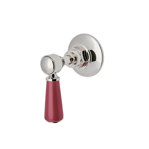 Waterworks Highgate ASH NYC Edition Volume Control Valve Trim with Porcelain Lever Handle in Nickel/Cerise Red