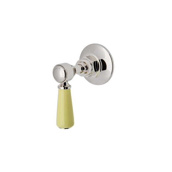 Waterworks Highgate ASH NYC Edition Volume Control Valve Trim with Porcelain Lever Handle in Nickel/Citron Yellow