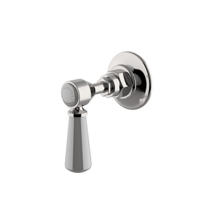 Waterworks Highgate Volume Control Valve Trim with White Porcelain Lever Handle in Nickel