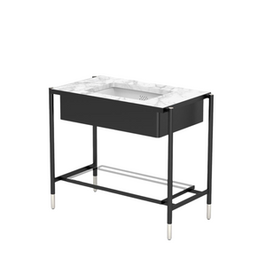 Waterworks Bond Metal Four Leg Single Washstand 39 1/2" x 22" x 34" in Black Powdercoat